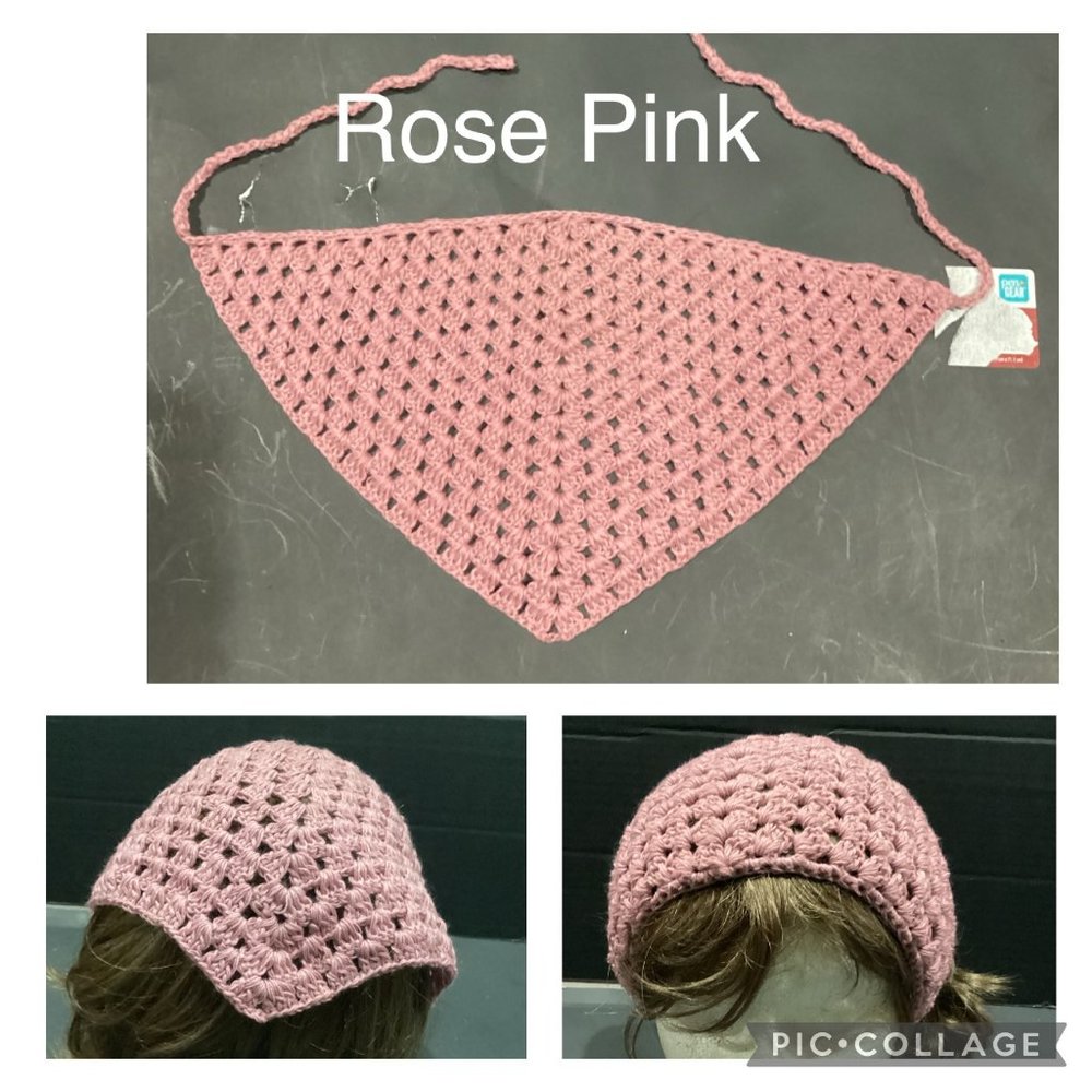 Kerchief Bandana Head Hair Hand Crocheted Boho Hippie